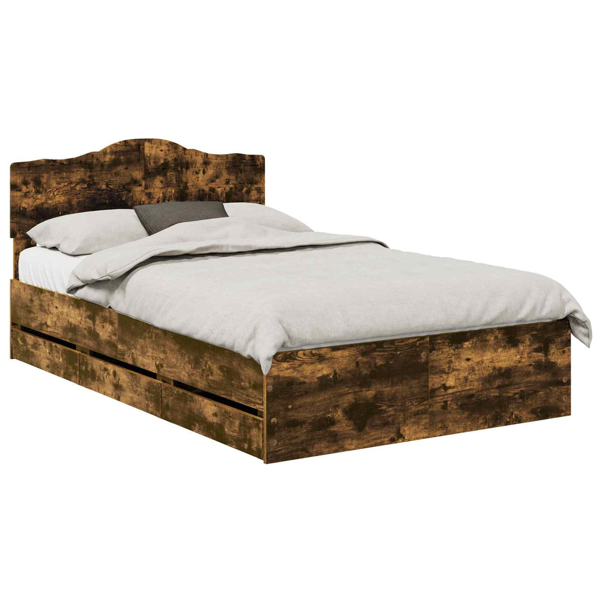 Bed Frame Drawer Engineer Wood Smoked Oak