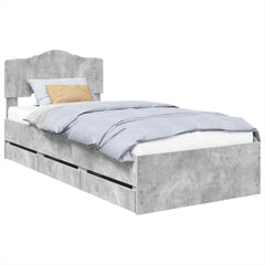 Bed Frame Drawer Engineer Wood Concrete Grey