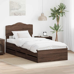 Bed Frame Drawer Engineer Wood Brown oak