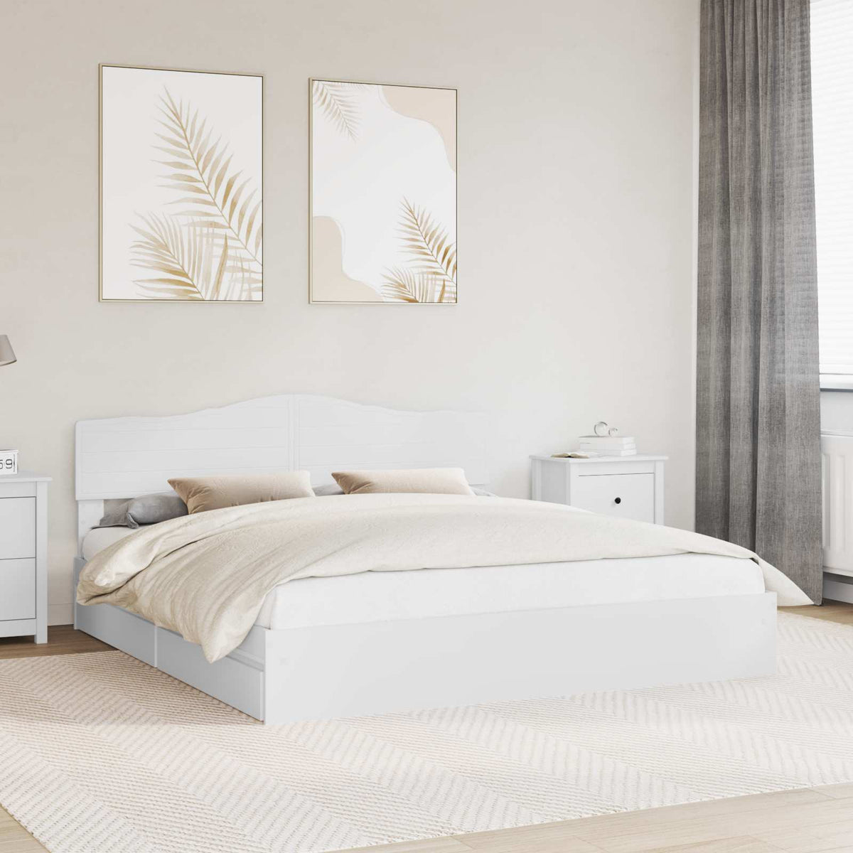 Storage Bed with Drawer Engineered Wood Length 200 cm White 180 cm
