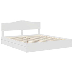 Storage Bed with Drawer Engineered Wood Length 200 cm White 180 cm