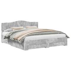 Bed Frame Engineered Wood Length 200 cm Concrete Grey 200 cm