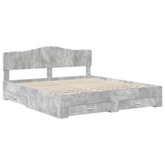 Bed Frame Engineered Wood Length 200 cm Concrete Grey 200 cm