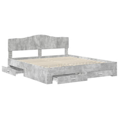 Bed Frame Engineered Wood Length 200 cm Concrete Grey 200 cm