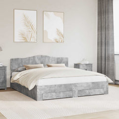 Bed Frame Engineered Wood Length Concrete Grey