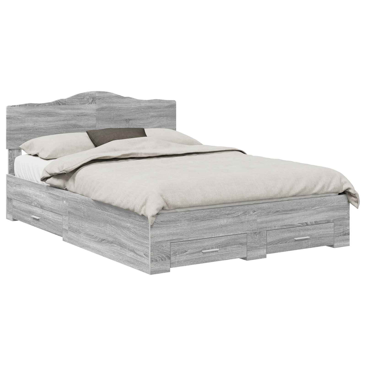 Bed Frame with Drawer Engineered Wood Length 200 cm Grey Sonoma 140 cm