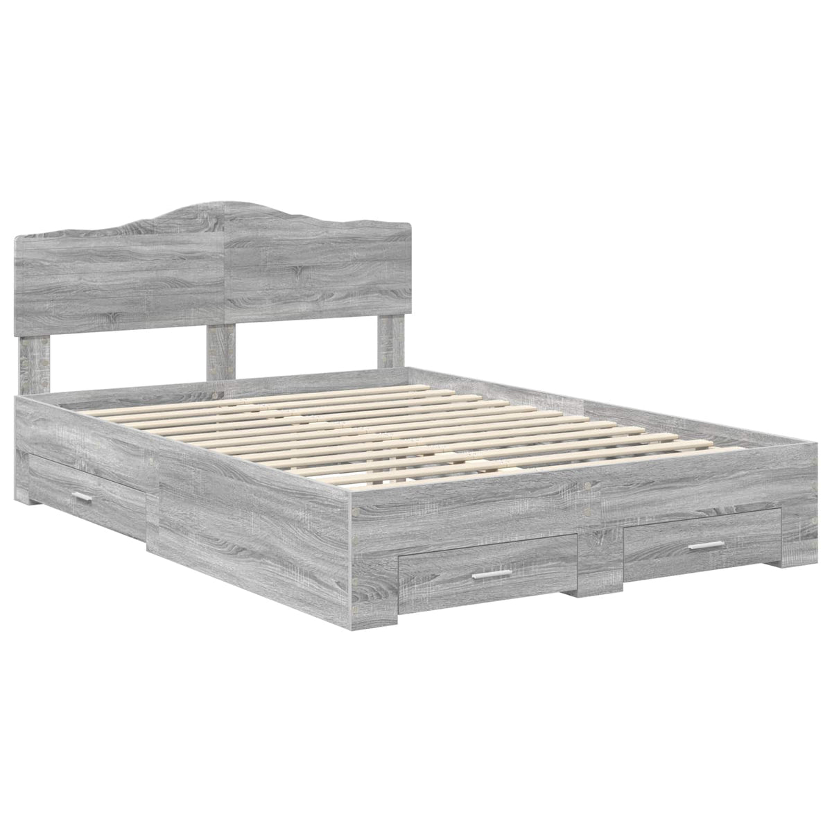 Bed Frame with Drawer Engineered Wood Length 200 cm Grey Sonoma 140 cm