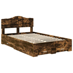 Bed Frame with Drawer Engineered Wood Length 200 cm Smoked Oak 120 cm