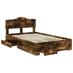 Bed Frame with Drawer Engineered Wood Length 200 cm Smoked Oak 120 cm