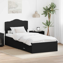 vidaXL Bed Frame with Drawer Black 100 x 200 cm Engineered Wood 1