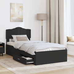 vidaXL Bed Frame with Drawer Black 100 x 200 cm Engineered Wood 3