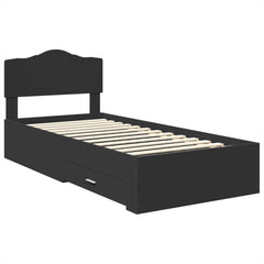 vidaXL Bed Frame with Drawer Black 100 x 200 cm Engineered Wood 4