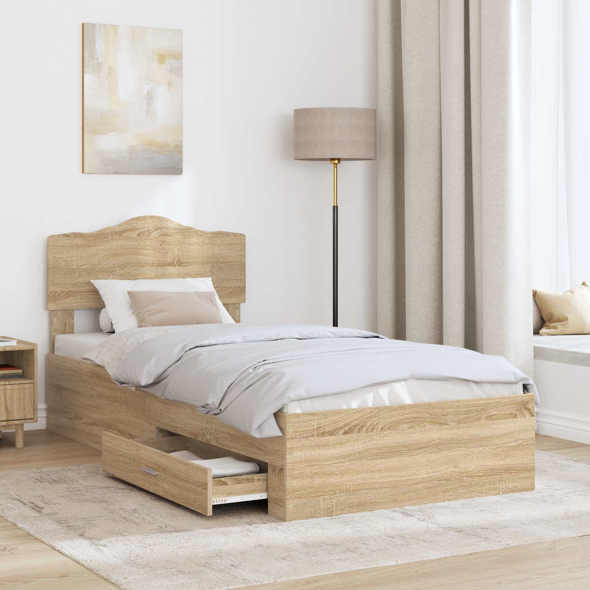 Bed Frame Drawer Engineered Wood Sonoma oak