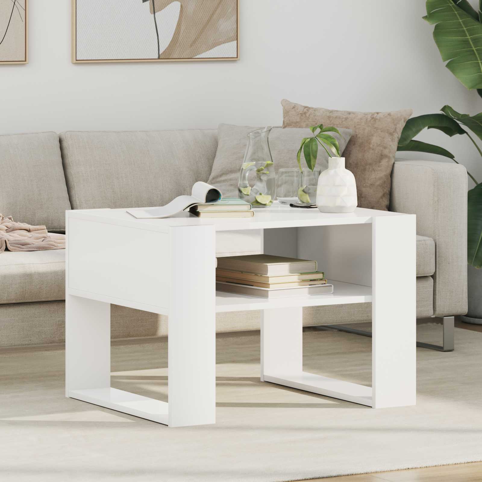 vidaXL Coffee Table White 66 x 53 x 45 cm Engineered Wood 1