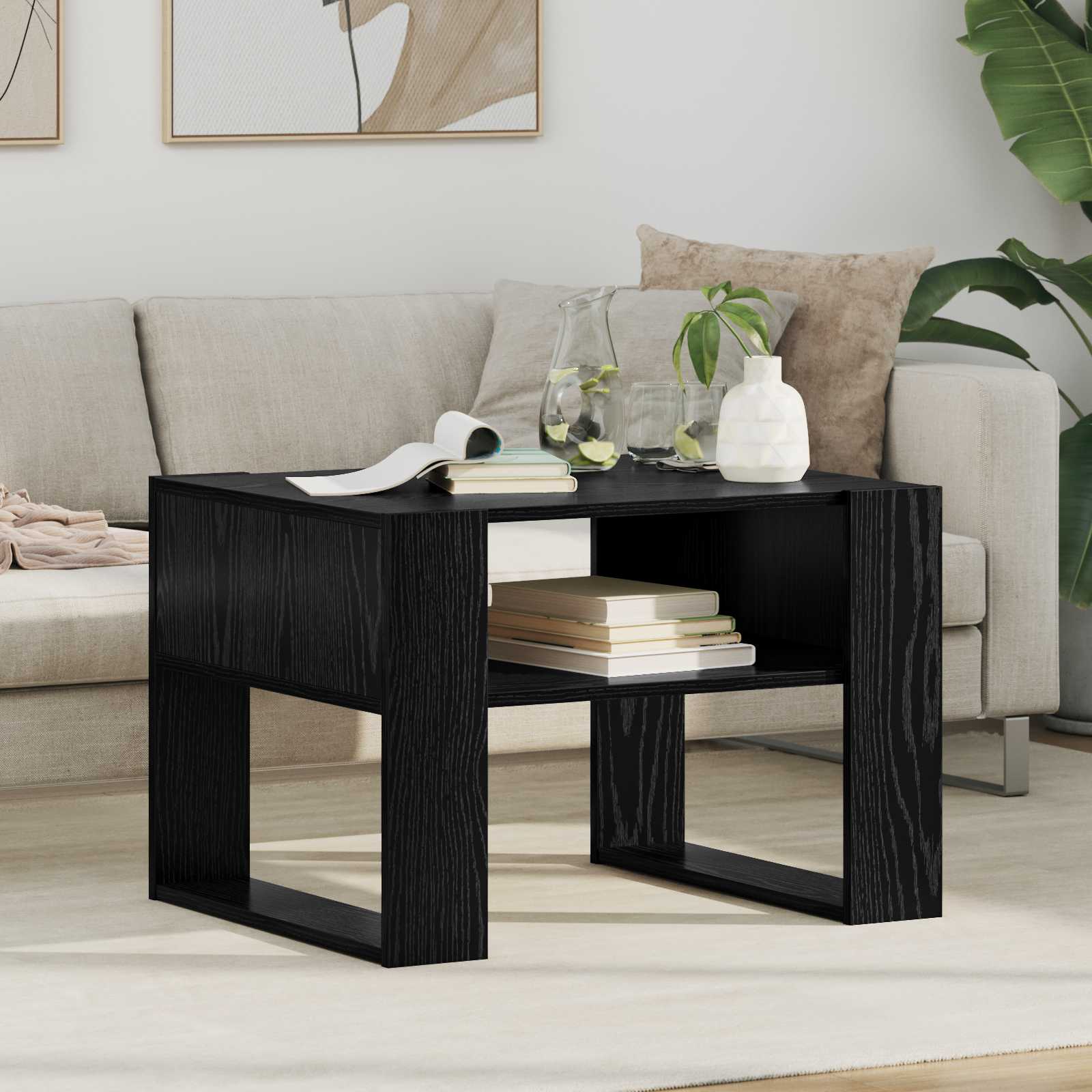 vidaXL Coffee Table Black Oak 66 x 53 x 45 cm Engineered Wood 1
