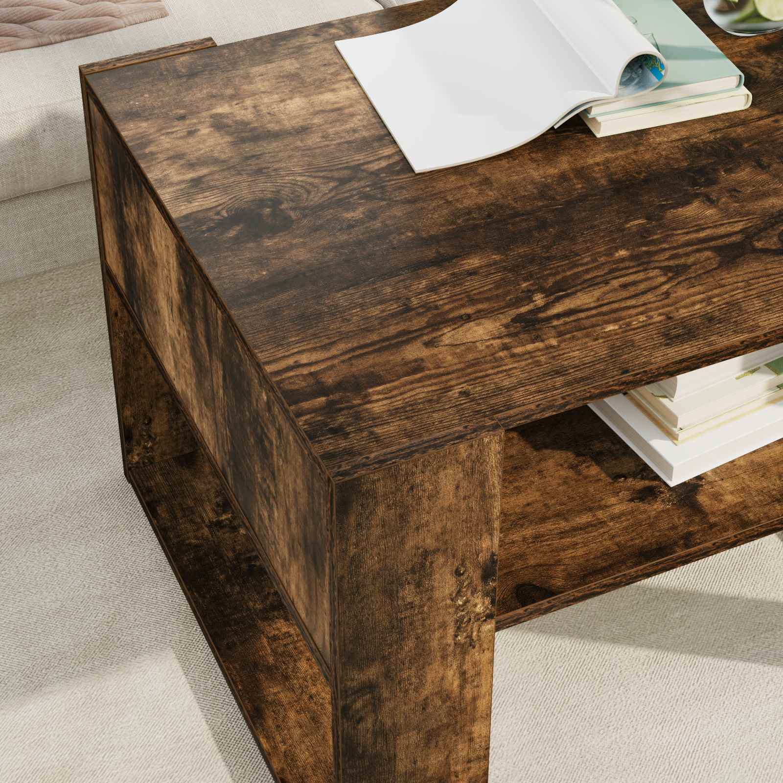 vidaXL Coffee Table Smoked Oak 66 x 53 x 45 cm Engineered Wood 4