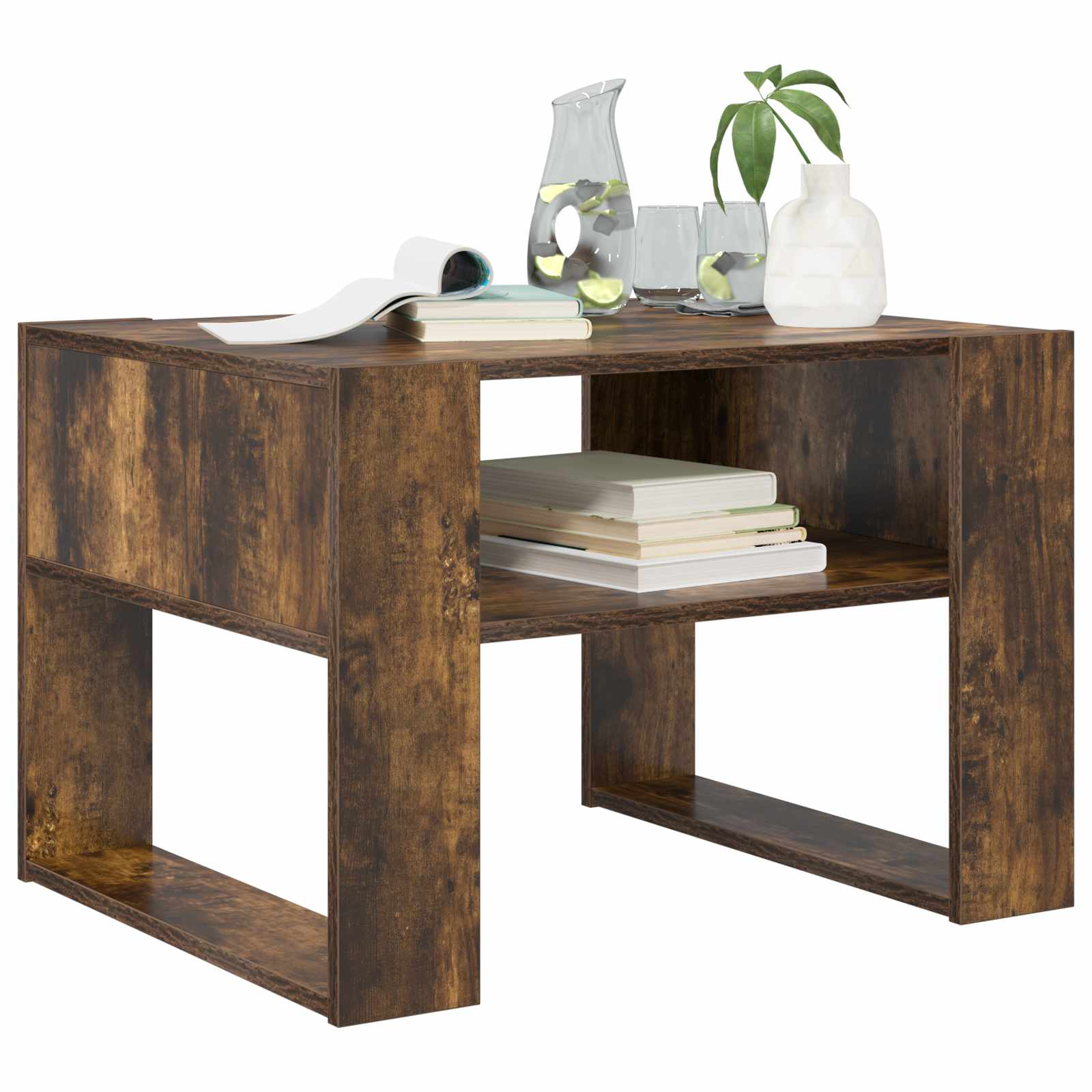 vidaXL Coffee Table Smoked Oak 66 x 53 x 45 cm Engineered Wood 3