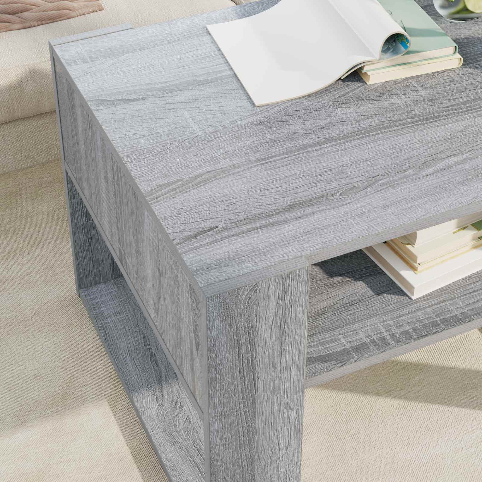 vidaXL Coffee Table Grey Sonoma 66 x 53 x 45 cm Engineered Wood 4