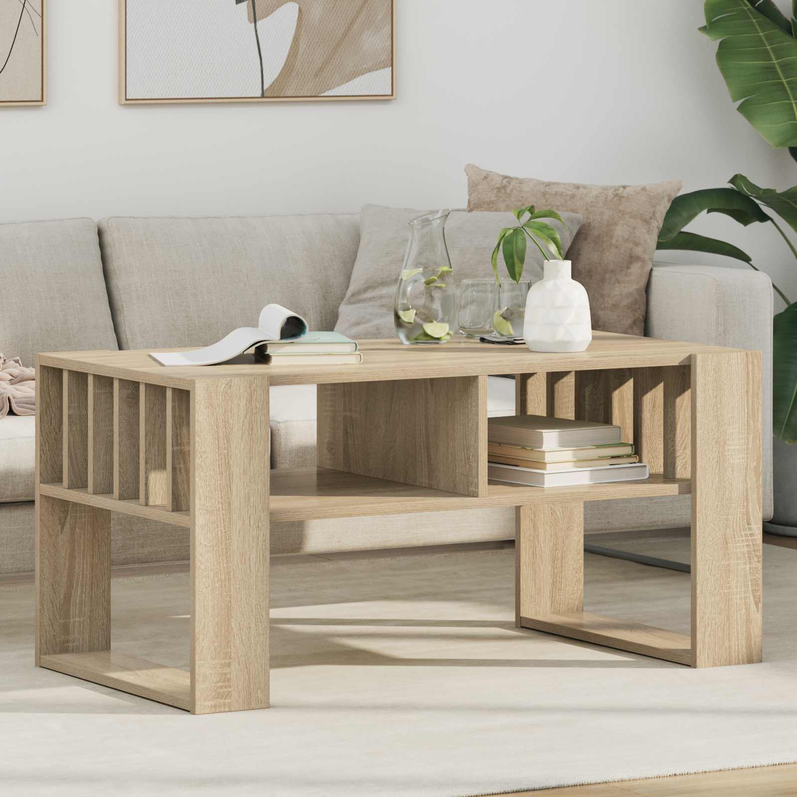 vidaXL Coffee Table Sonoma Oak 92 x 49.5 x 45 cm Engineered Wood 1