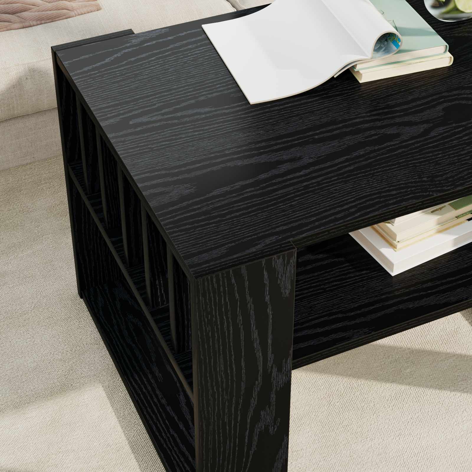 vidaXL Coffee Table Black Oak 66 x 49.5 x 45 cm Engineered Wood 4