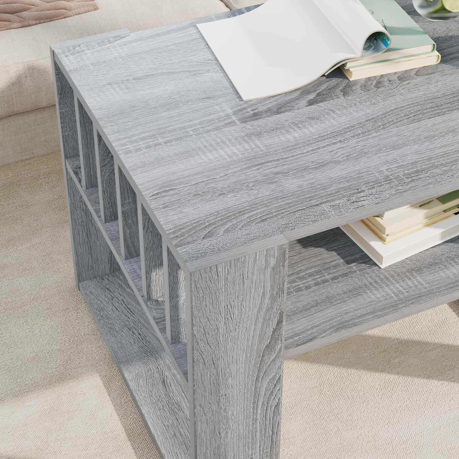 vidaXL Coffee Table Grey Sonoma 66 x 49.5 x 45 cm Engineered Wood 4
