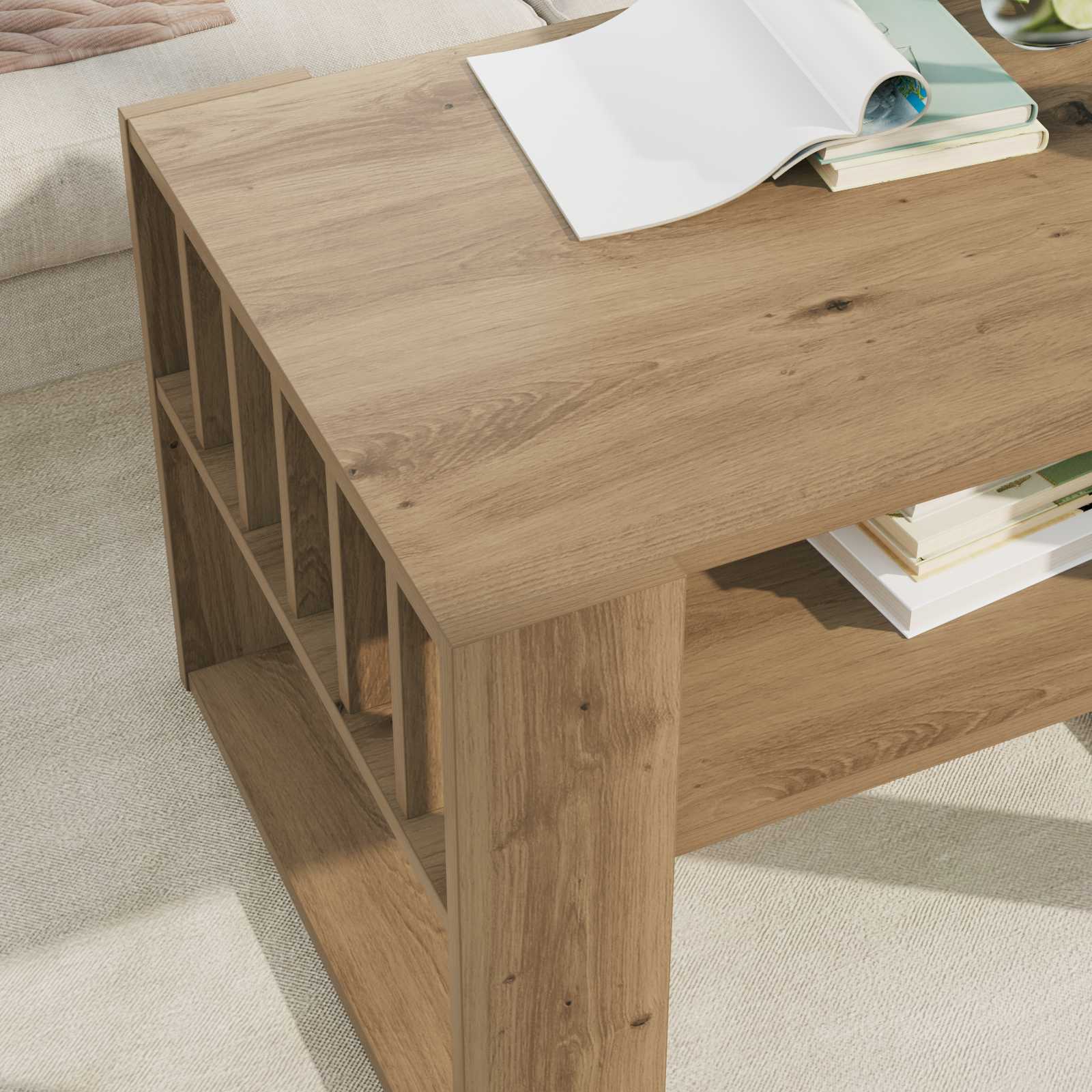 vidaXL Coffee Table Artisan Oak 66 x 49.5 x 45 cm Engineered Wood 4