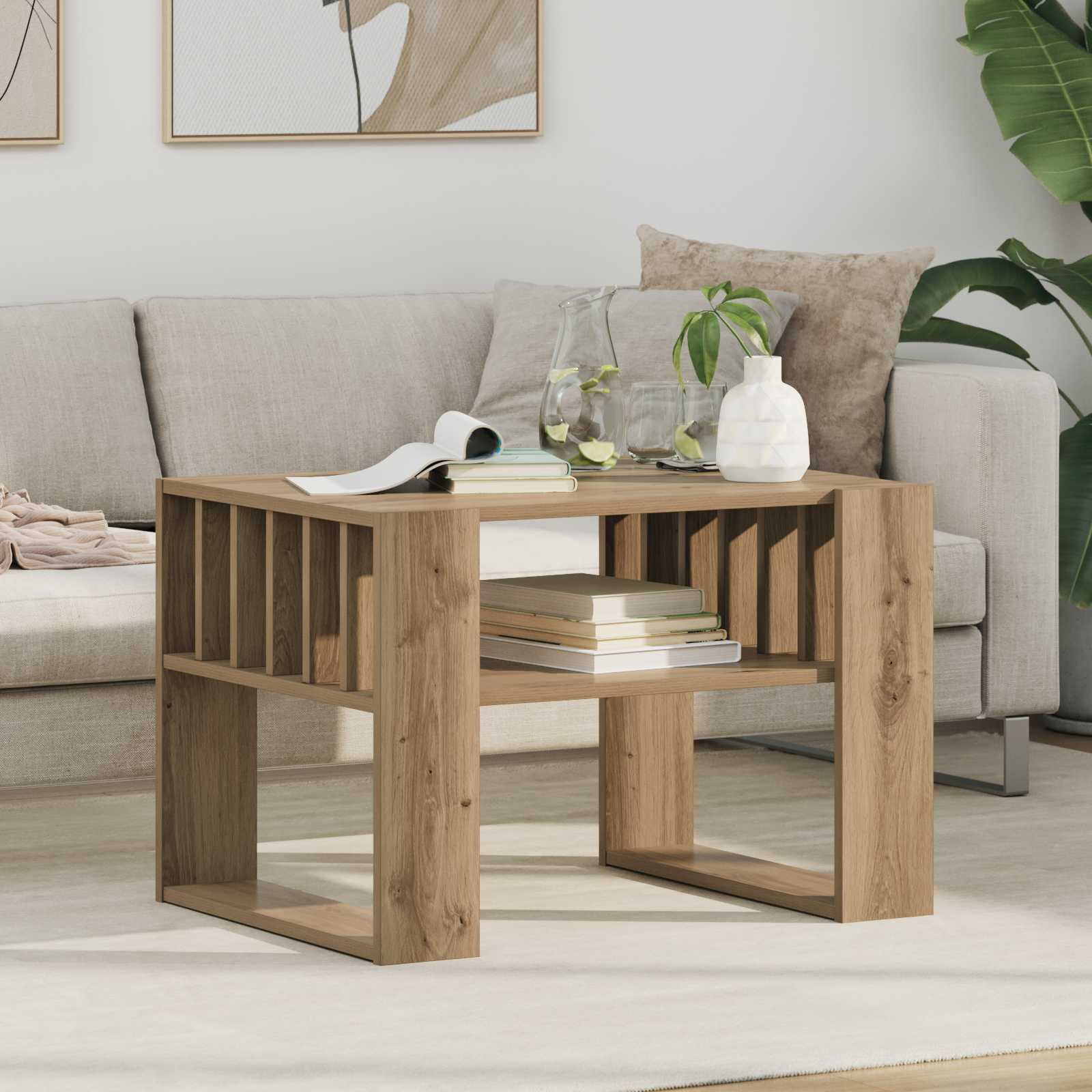 vidaXL Coffee Table Artisan Oak 66 x 49.5 x 45 cm Engineered Wood 1