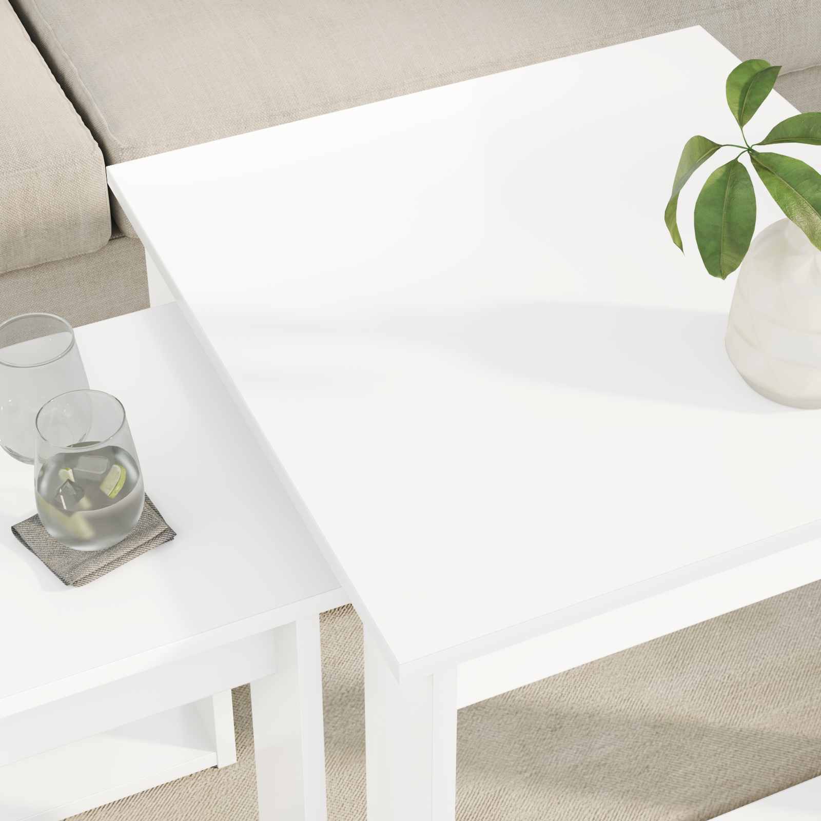 vidaXL Coffee Table Set 2 pcs White 50 x 52 x 42 cm Engineered Wood 4