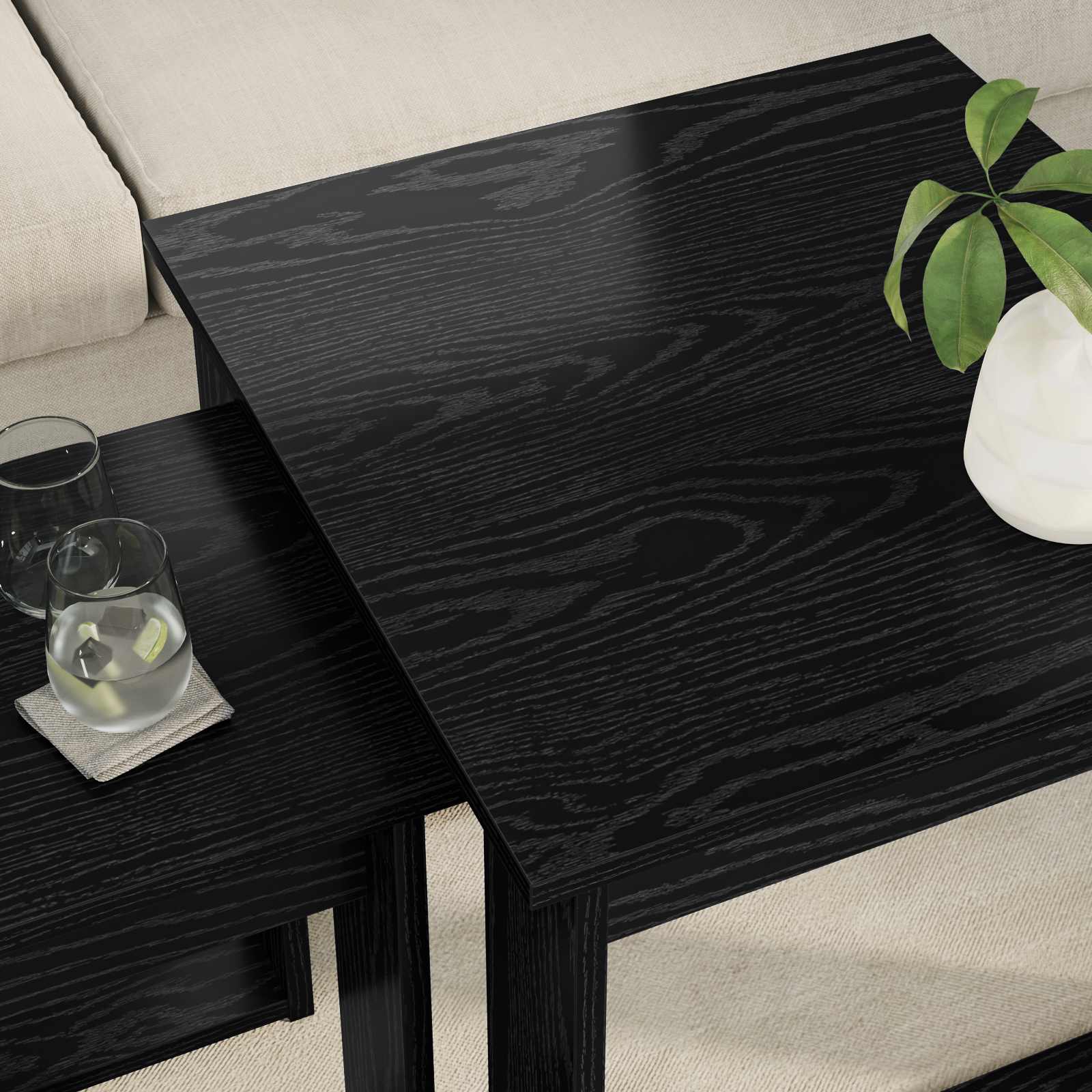 vidaXL Coffee Table Set 2 pcs Black Oak 50 x 52 x 42 cm 4
