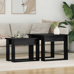 vidaXL Coffee Table Set 2 pcs Black Oak 50 x 52 x 42 cm 1