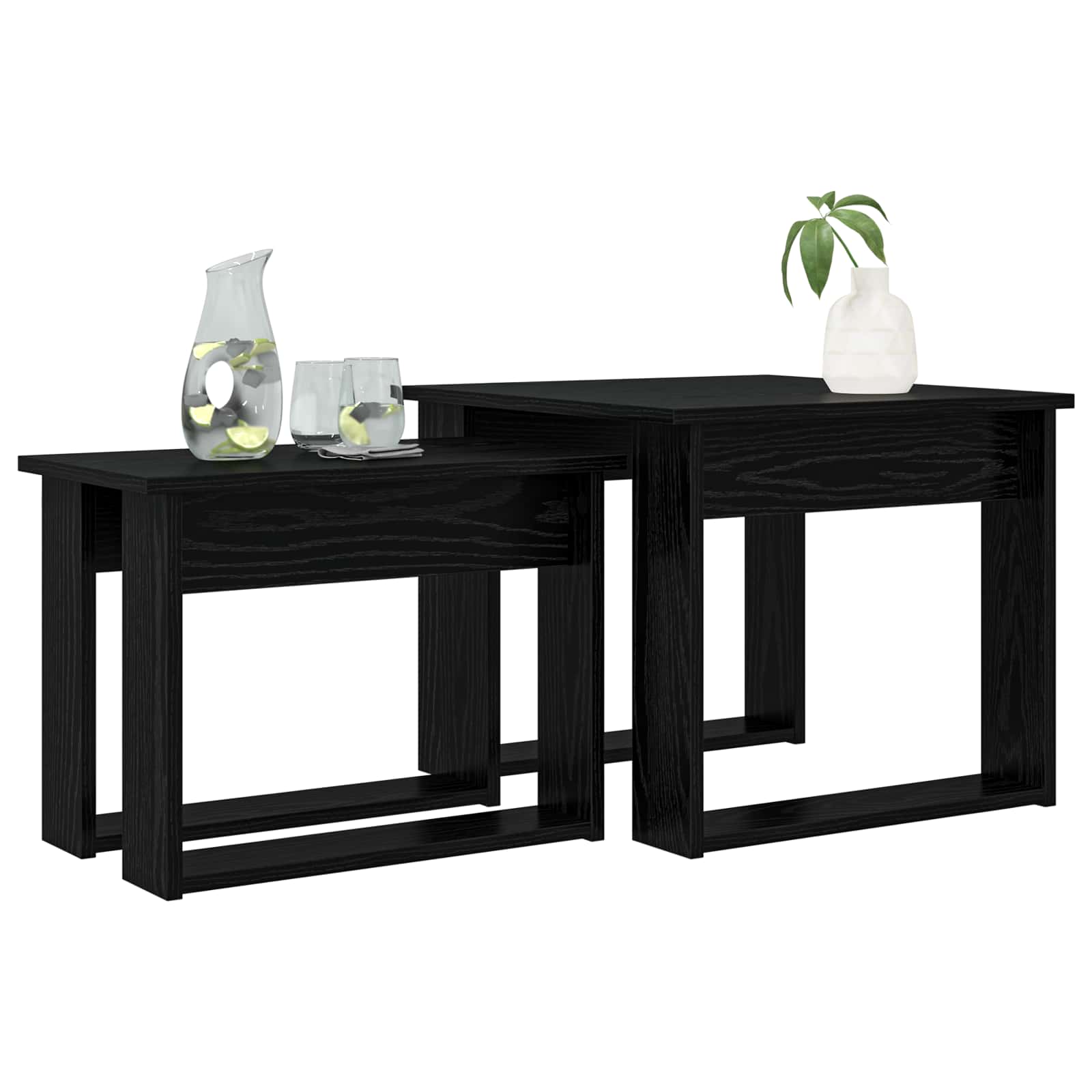 vidaXL Coffee Table Set 2 pcs Black Oak 50 x 52 x 42 cm 3