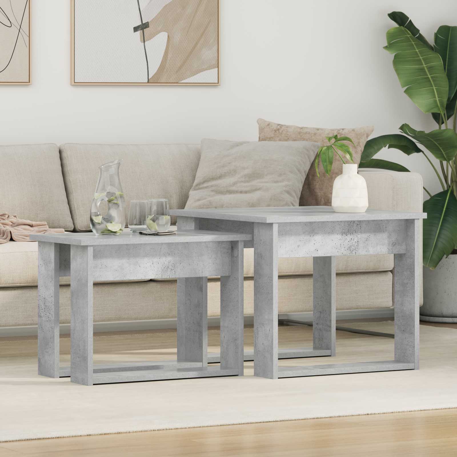 vidaXL Coffee Table Set 2 pcs Concrete Grey 50 x 52 x 42 cm 1