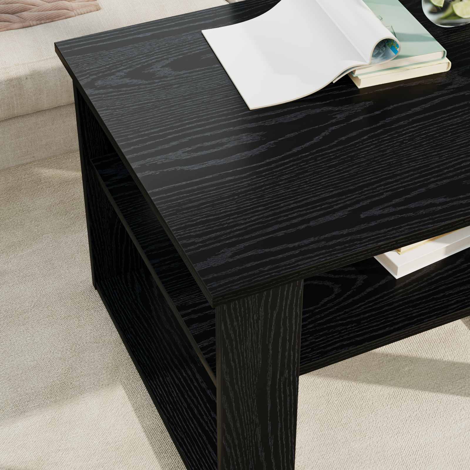 vidaXL Coffee Table Black Oak 64 x 54 x 44 cm Engineered Wood 4
