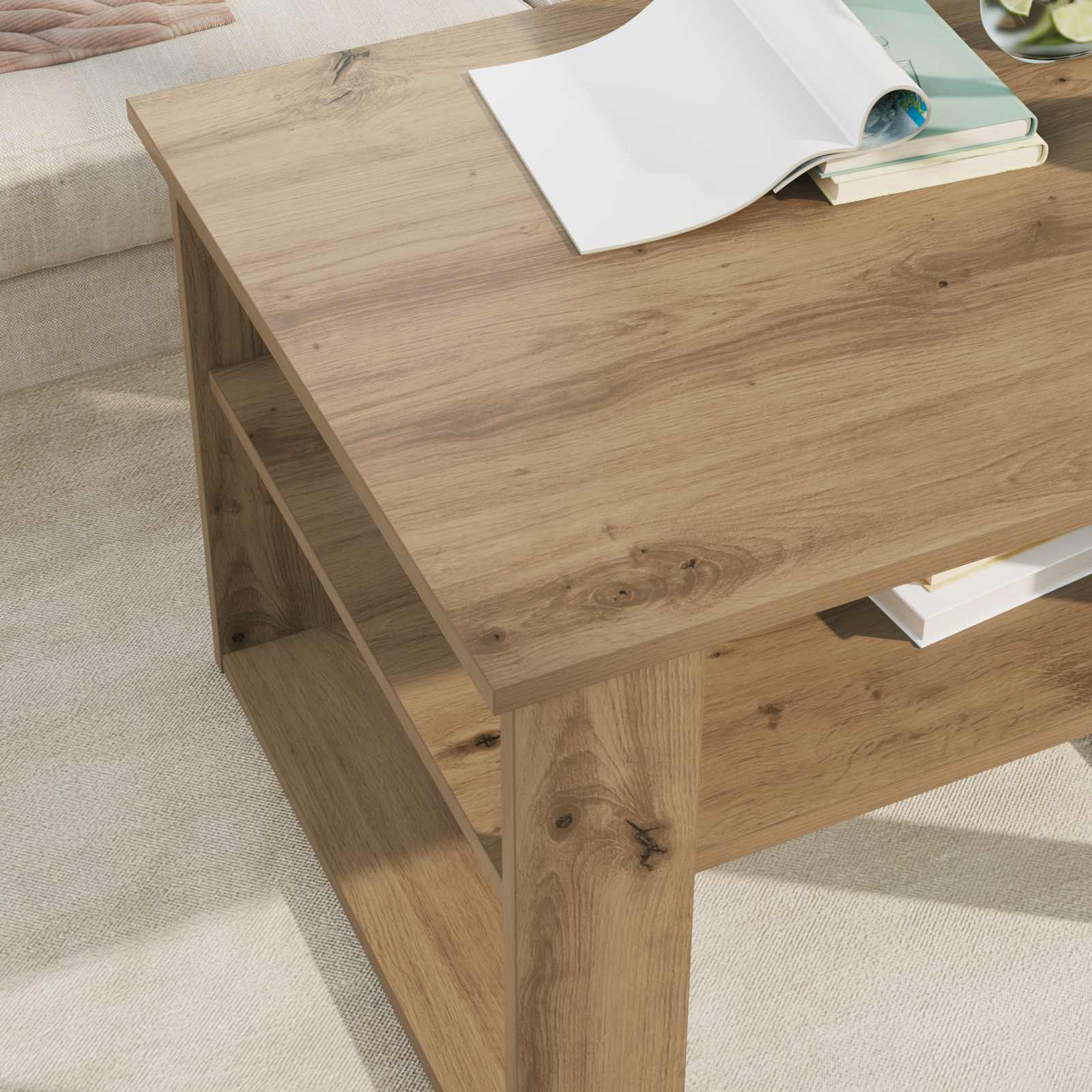 vidaXL Coffee Table Artisan Oak 64 x 54 x 44 cm Engineered Wood 4