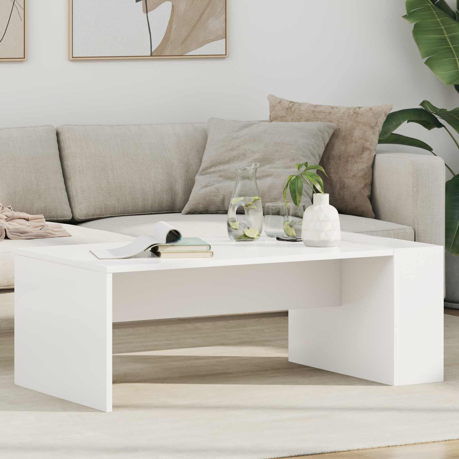 vidaXL Coffee Table White 95 x 50 x 34 cm Engineered Wood 1