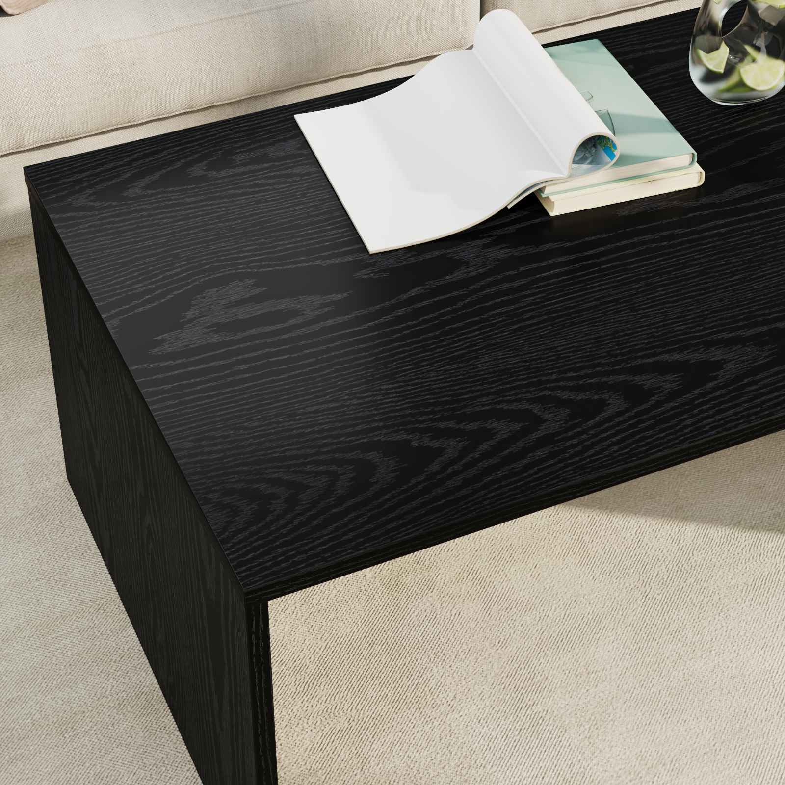 vidaXL Coffee Table Black Oak 95 x 50 x 34 cm Engineered Wood 4