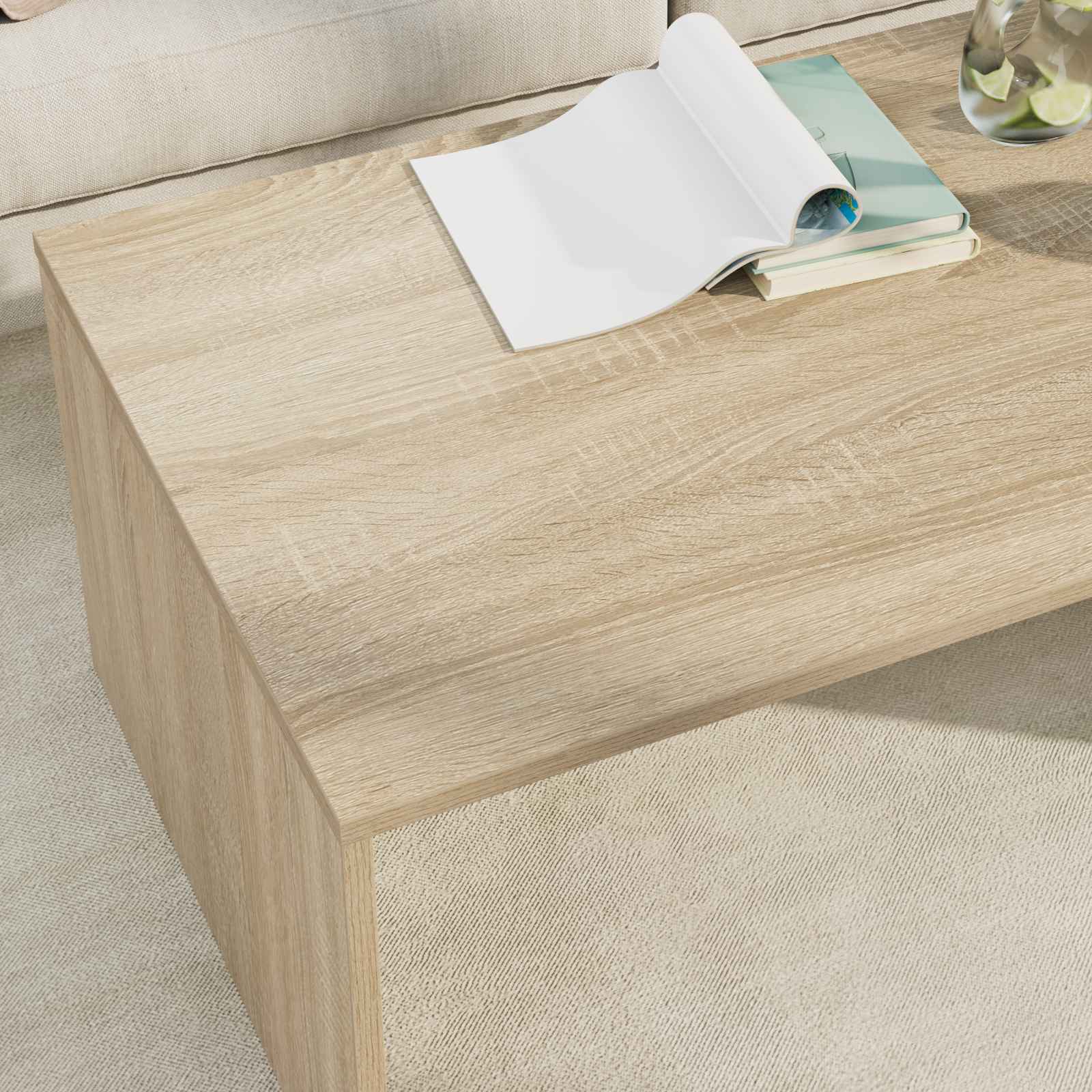 vidaXL Coffee Table Sonoma Oak 95 x 50 x 34 cm Engineered Wood 4