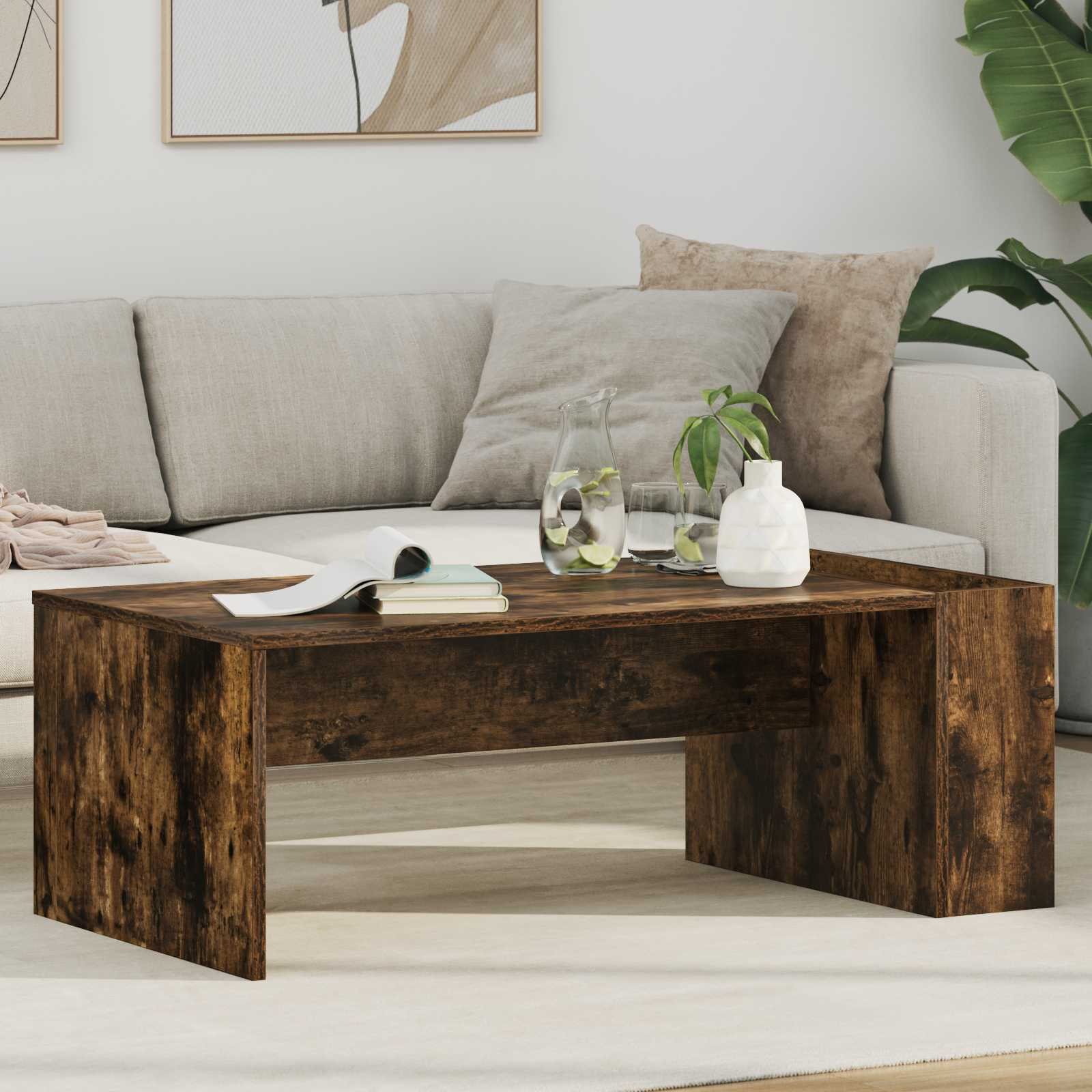 vidaXL Coffee Table Smoked Oak 95 x 50 x 34 cm Engineered Wood 1