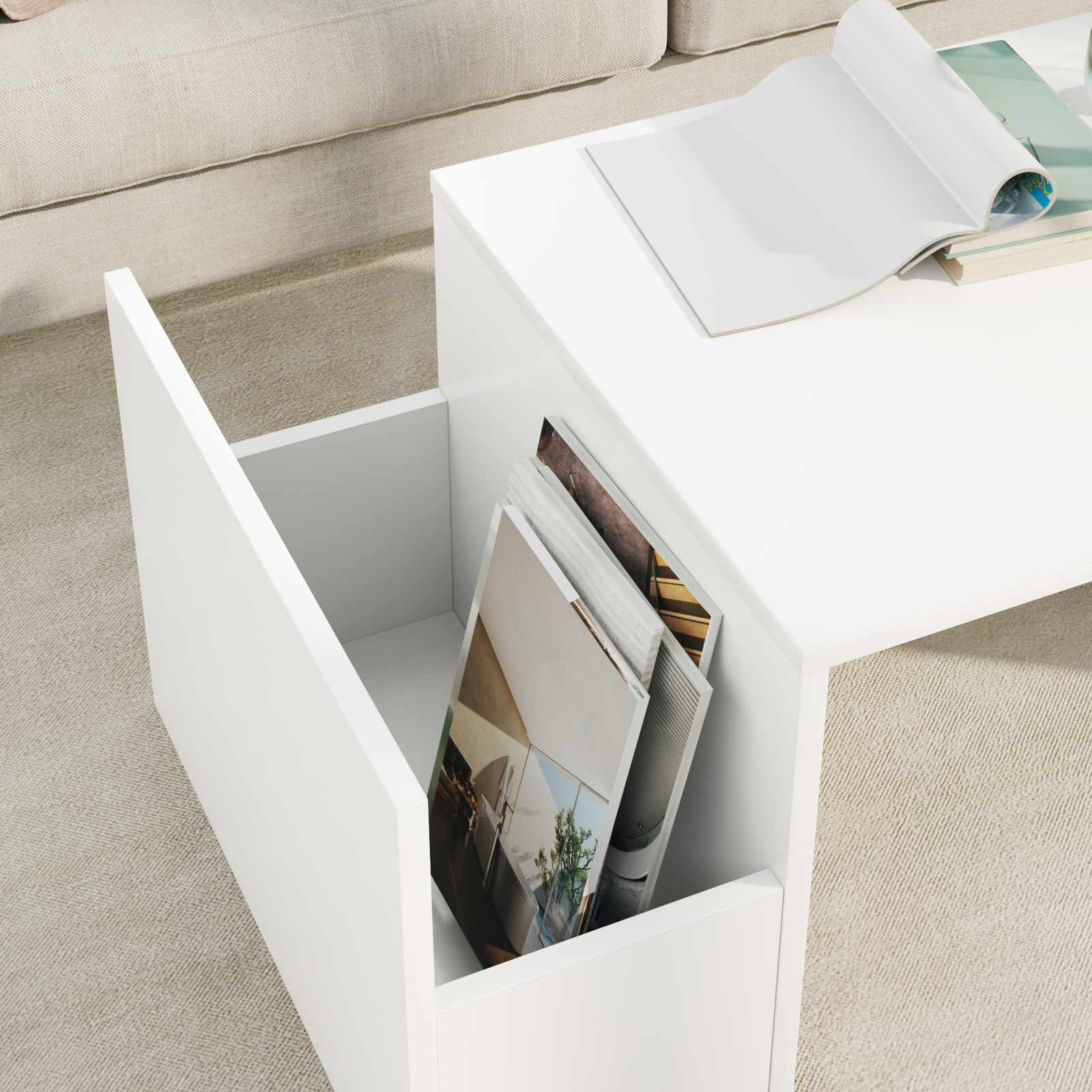 vidaXL Coffee Table White 90 x 45 x 35 cm Engineered Wood 4
