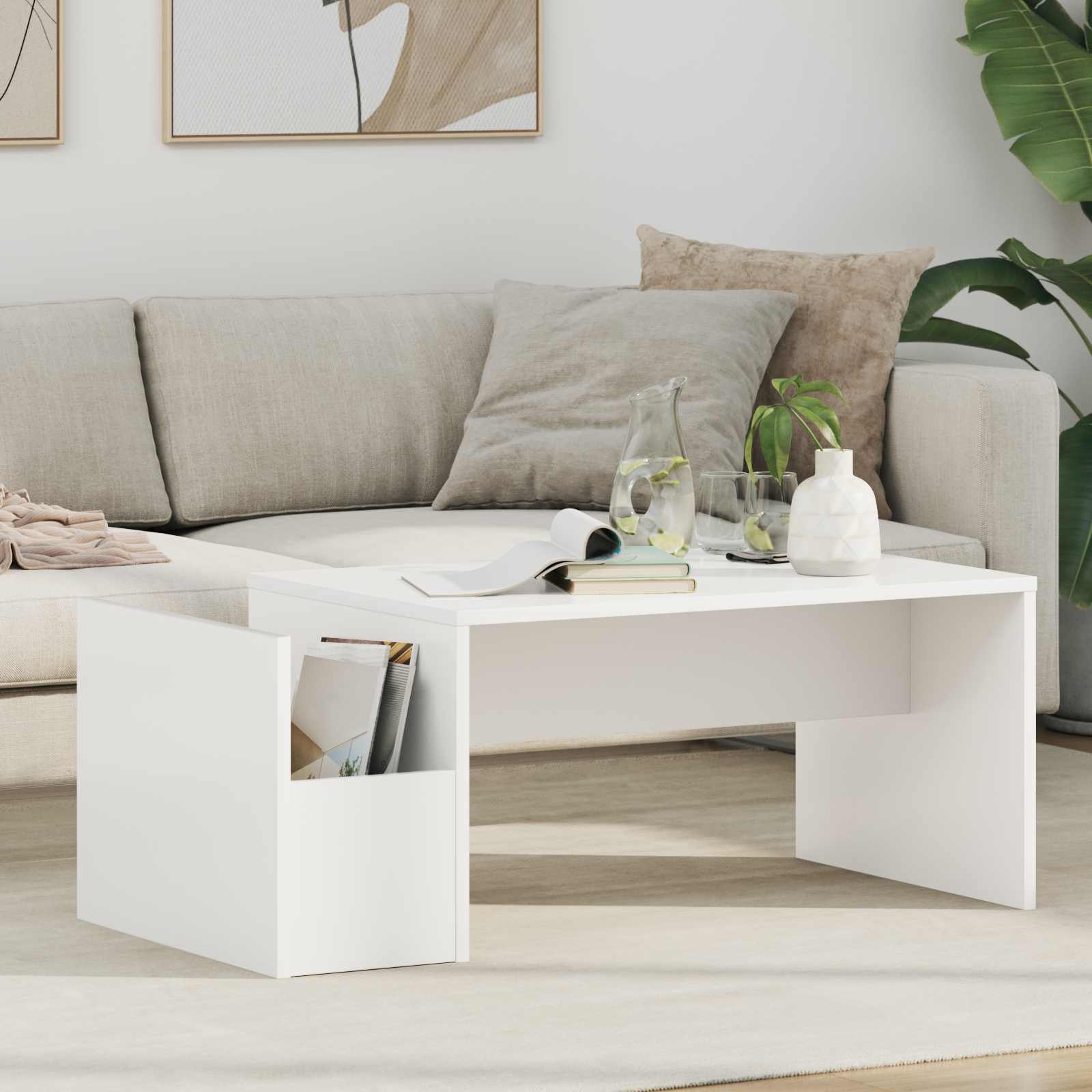 vidaXL Coffee Table White 90 x 45 x 35 cm Engineered Wood 1