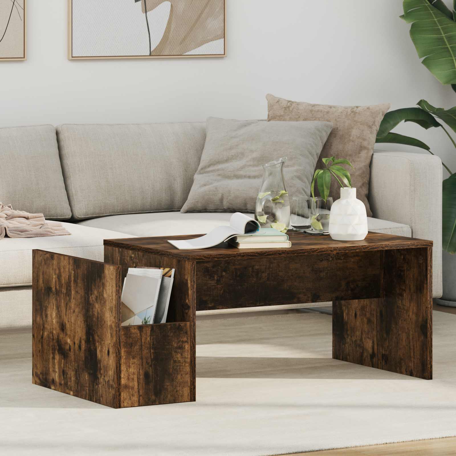 vidaXL Coffee Table Smoked Oak 90 x 45 x 35 cm Engineered Wood 1