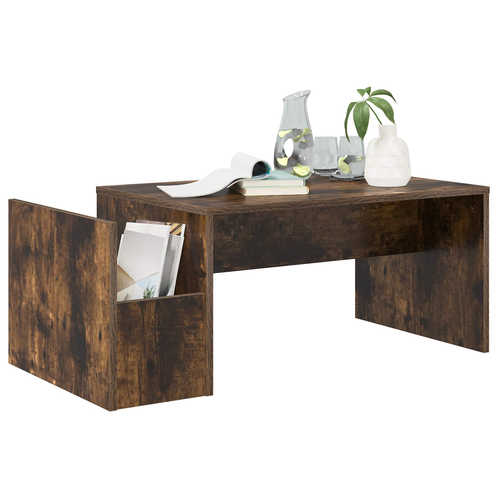 vidaXL Coffee Table Smoked Oak 90 x 45 x 35 cm Engineered Wood 3