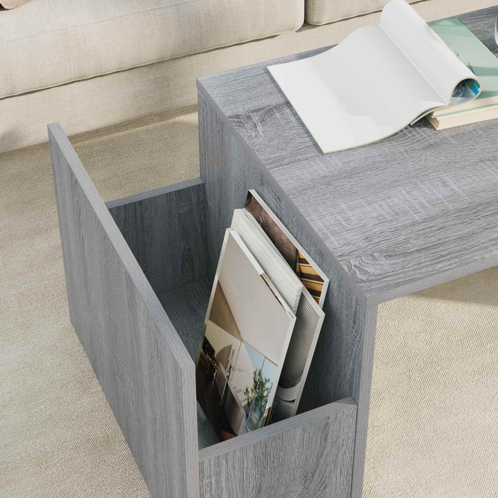 vidaXL Coffee Table Grey Sonoma 90 x 45 x 35 cm Engineered Wood 4