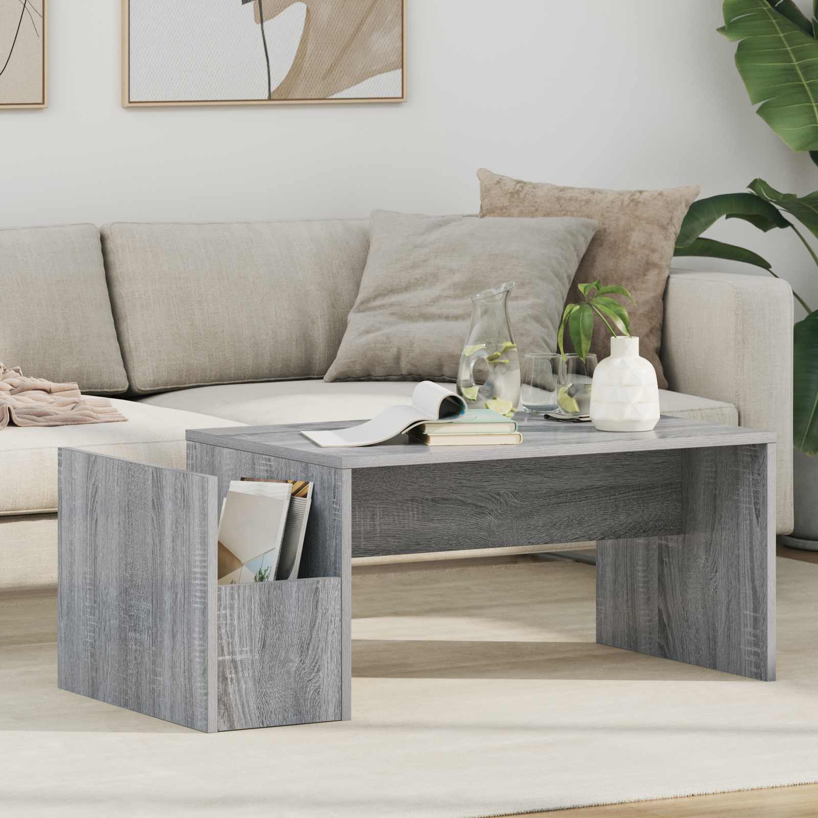 vidaXL Coffee Table Grey Sonoma 90 x 45 x 35 cm Engineered Wood 1