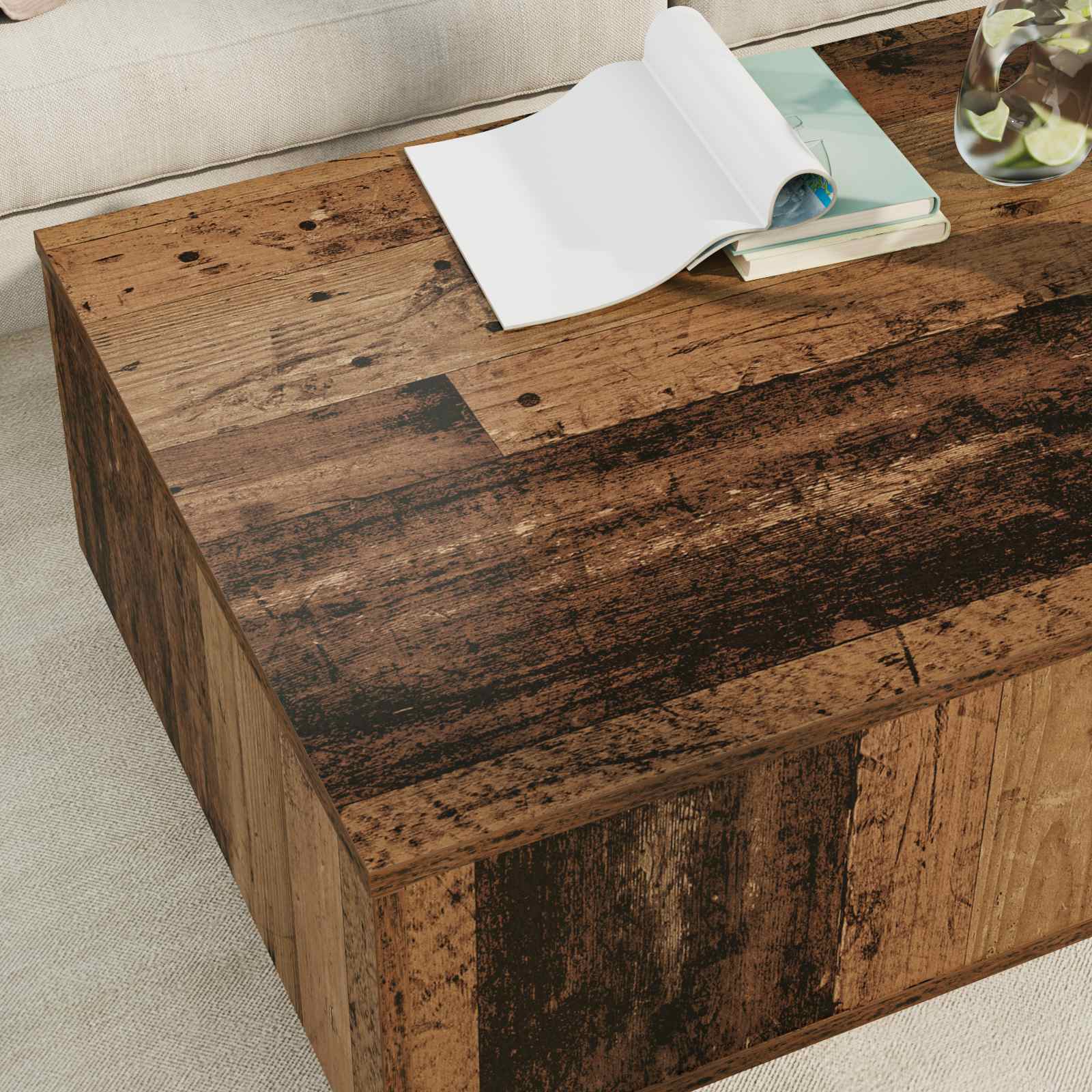 vidaXL Coffee Table Old Wood 95 x 55 x 31 cm Engineered Wood 4