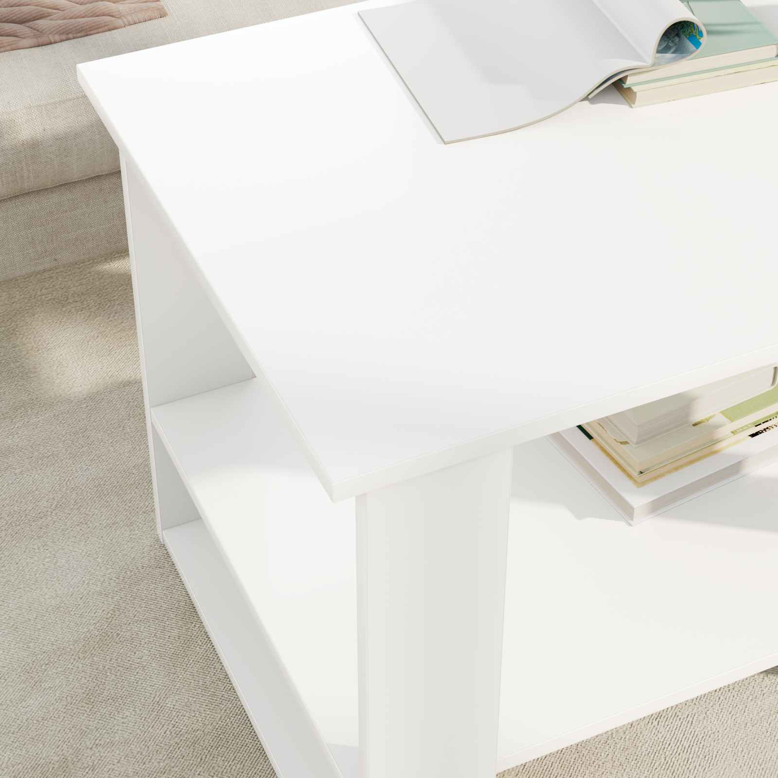 vidaXL Coffee Table White 72 x 50 x 50 cm Engineered Wood 4