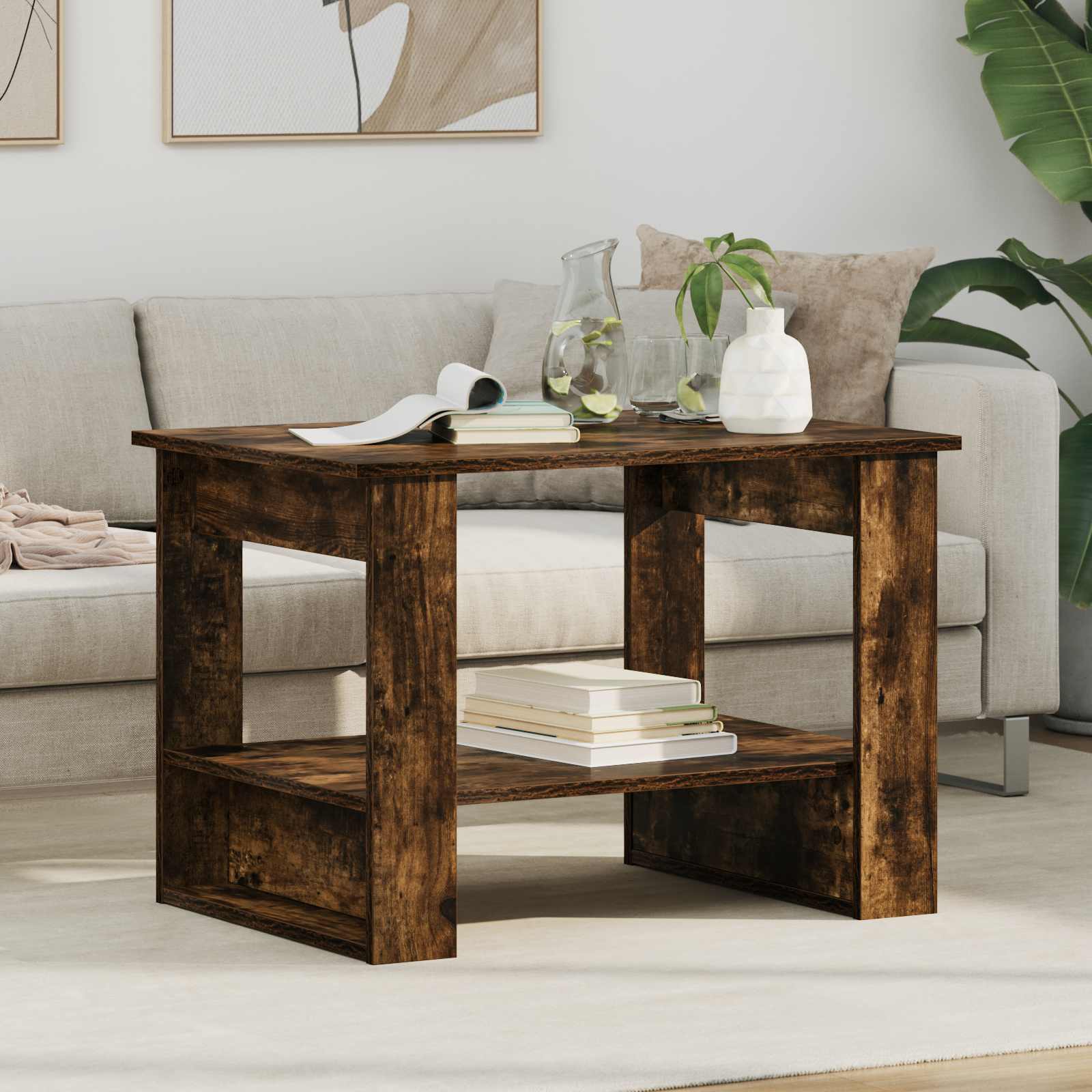 vidaXL Coffee Table Smoked Oak 72 x 50 x 50 cm Engineered Wood 1