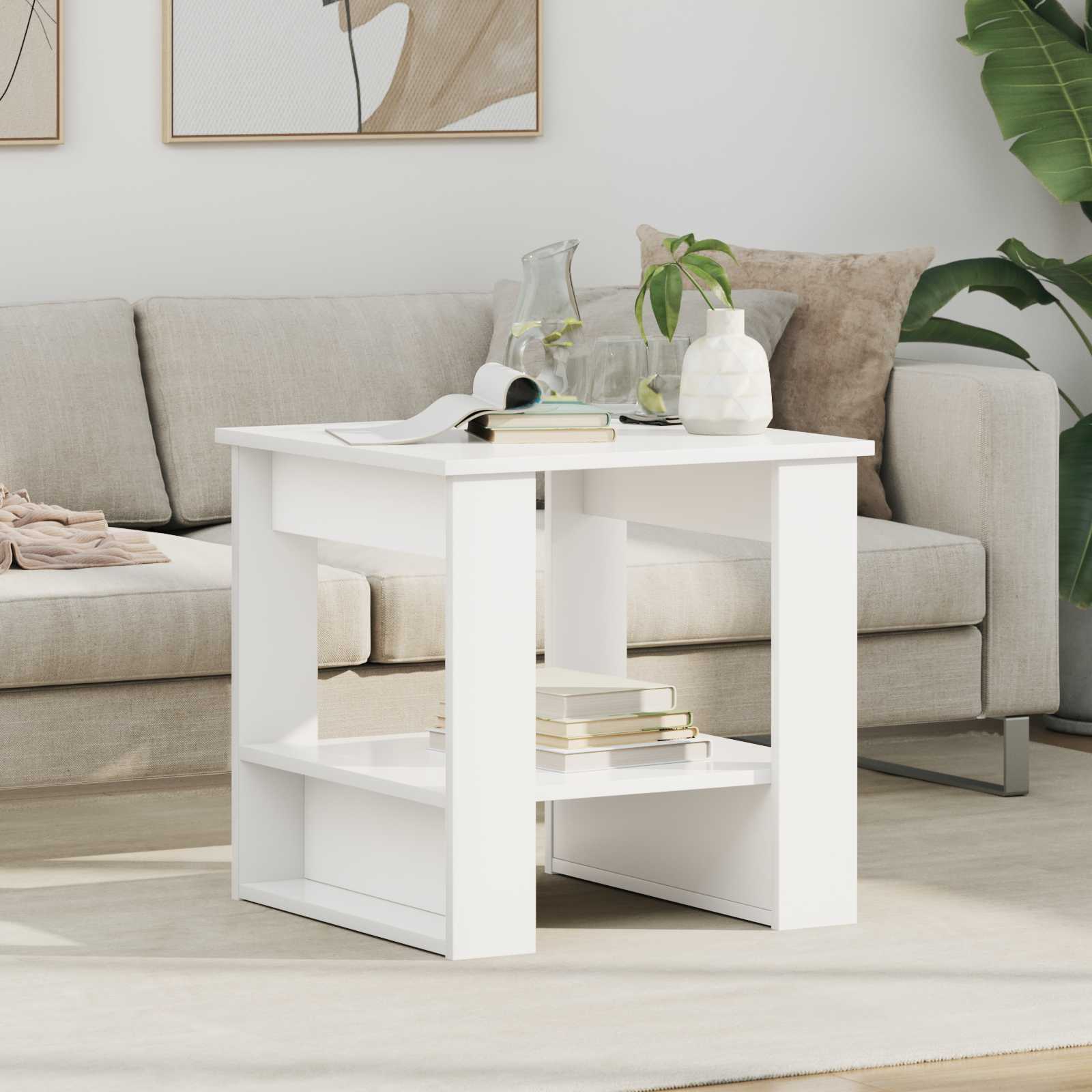 vidaXL Coffee Table White 51 x 50 x 50 cm Engineered Wood 1