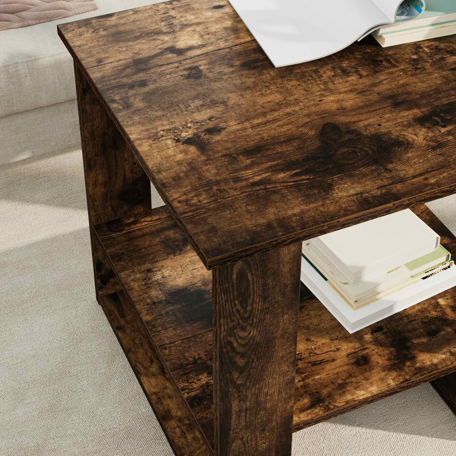 vidaXL Coffee Table Smoked Oak 51 x 50 x 50 cm Engineered Wood 4
