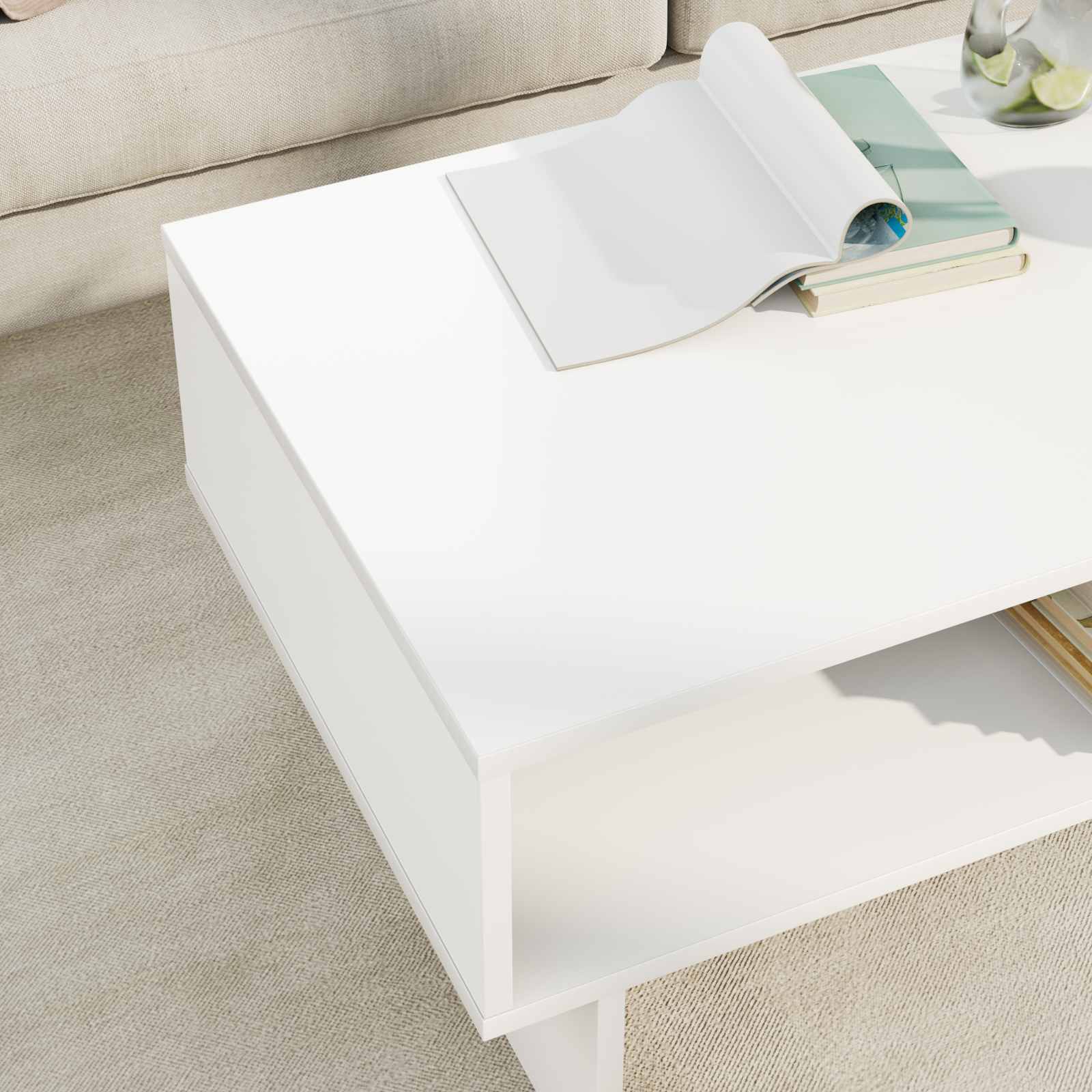 vidaXL Coffee Table White 80 x 46 x 35 cm Engineered Wood 4